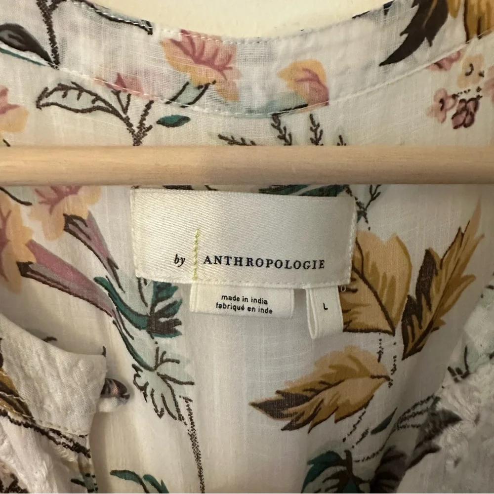 ⭐️ Anthropologie Floral Blouse in Cream and Multicolor - Picture 5 of 8
